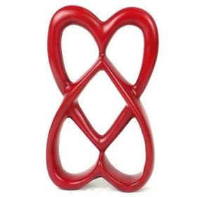 Handcrafted 8-inch Soapstone Connected Hearts Sculpture in Red - Smolart