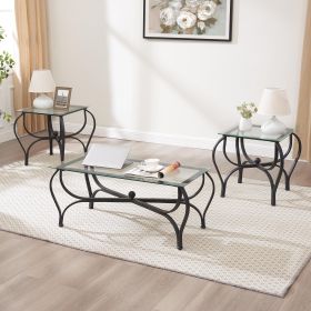 3-Piece Tempered Glass Coffee Table Set,with 1 Coffee Table & 2 End Side Table for Living Roomwhite icon