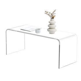HOMCOM Acrylic Coffee Table, 39.25" Long 15mm Thick Rectangle Tea Table for Living Room, Clear