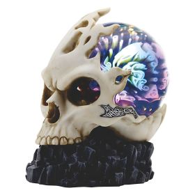 6.75"H Skull with LED Light Glass Globe Figurine Home Decor Gift