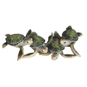 6.25"W Green 4 Sea Turtle Figurine Home Decor Gift