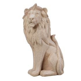 8"H Sandstone Lion Sitting Figurine Home Decor Gift