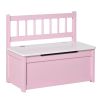 Qaba Toddler Toy Box Storage Bench with Large 27 L Interior, Kids Storage Bench Seat with Storage for Toddler Playroom Furniture