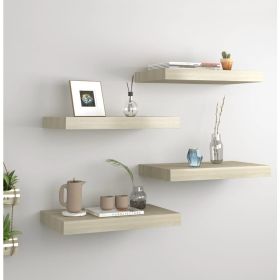 Floating Wall Shelves 4 pcs Oak 15.7"x9.1"x1.5" MDF