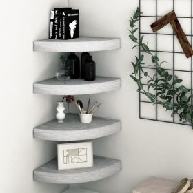 Wall Corner Shelves 4 pcs Concrete Gray 13.7"x13.7"x1.4" MDF