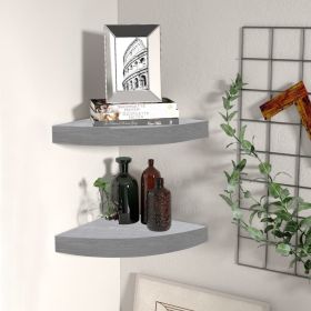 Wall Corner Shelves 2 pcs Concrete Gray 13.7"x13.7"x1.4" MDF