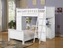 White Twin Loft Bed with Desk and Chest