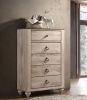 Imerland Contemporary Patched Wood Top 5-drawer Chest, White Wash Finish