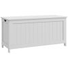 HOMCOM 39.4" Storage Chest w/ 2 Safety Hinges, Wooden Box, White