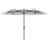 Double Sided Patio Umbrella, 9.5' Large Outdoor Market Umbrella with Push Button Tilt and Crank, 3 Air Vents and 12 Ribs, for Garden, Deck, Pool