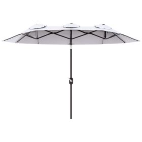 Double Sided Patio Umbrella, 9.5' Large Outdoor Market Umbrella with Push Button Tilt and Crank, 3 Air Vents and 12 Ribs, for Garden, Deck, Pool