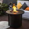 30" Propane Gas Fire Pit Table, 50000 BTU Round Steel Fire Pit for Outside Patio Deck Garden Courtyard-Black