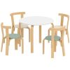 Wooden Kids Table and Chairs Set, 5 Piece Wooden Toddler Table and Chairs Set for Ages 3-8 Years, Green