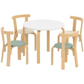 Wooden Kids Table and Chairs Set, 5 Piece Wooden Toddler Table and Chairs Set for Ages 3-8 Years, Green