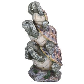 7"H Hear-No, See-No, Speak-No Evil Stacked Turtles Figurine Home Decor Gift