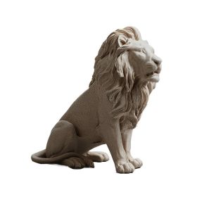 9.5"W Sandstone Lion Sitting Figurine Home Decor Gift