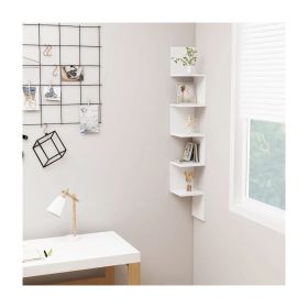 Wall Corner Shelf White 7.9"X7.9"X50.2" Engineered Wood 1Ps 807277
