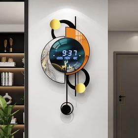 26.4"LED Silent Wall Clock Multi-function Display Voice-Activated, Dual Power Suppiy