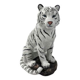 6"H White Tiger Sitting Figurine Home Decor Gift