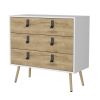 White and Macadamia 3-Drawer Dresser