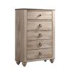 Imerland Contemporary Patched Wood Top 5-drawer Chest, White Wash Finish