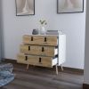 White and Macadamia 3-Drawer Dresser