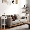 2-Tier Side Tables Set of 2 with Drawer and Shelf, 2 Pieces End Tables for Living Room and Hallway, White