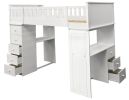 White Twin Loft Bed with Desk and Chest