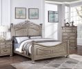 Formal Traditional Antique Silver 1pc Queen Size Bed Unique Design Headboard Footboard Bedframe