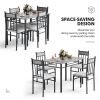 5 Pieces Faux Marble Dining Set Table with Solid Steel Frame