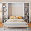 Queen Size Murphy Bed with Desk and Bookshelf, White(ETA:12.7)