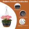 4Pcs Hanging Planter with 9.64In Diameter Drainage Holes Removable Self-Watering Tray Plastic Hanging Flower Plant Pots For Indoor Outdoor Herb Ivy Fe