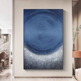 Hand Painted Oil Painting Original silver glitter painting crushed glass wall art navy blue wall art glitter wall art glam decor blue wall decor (Style: 01, size: 100x150cm)