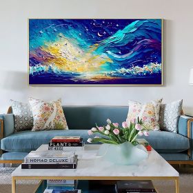 Handmade Oil Painting Large Nebula oil Painting On Canvas Original Custom Colorful Star Art Abstract Wave Painting Modern Textured Wall Art Bedro (Style: 01, size: 50x100cm)