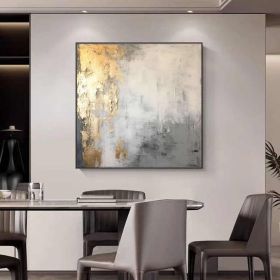 Golden Grey Abstract Painting On Canvas Original Hand Painted Painting Grey Abstract Painting Modern Minimalist Geometric Art Abstract Decor (Style: 01, size: 140x140cm)