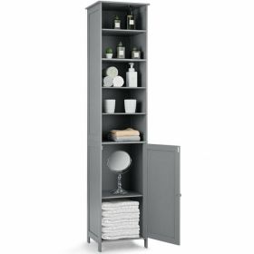 72'' Free Standing Tall Floor Bathroom Storage Cabinet (Color: gray)