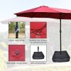 15x9ft Large Double-Sided Rectangular Outdoor Twin Patio Market Umbrella with light and base- red