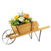 2 In 1 Wheelbarrow Planter, Wooden Wagon Planter with 9 Magnetic Accessories for Garden Yard
